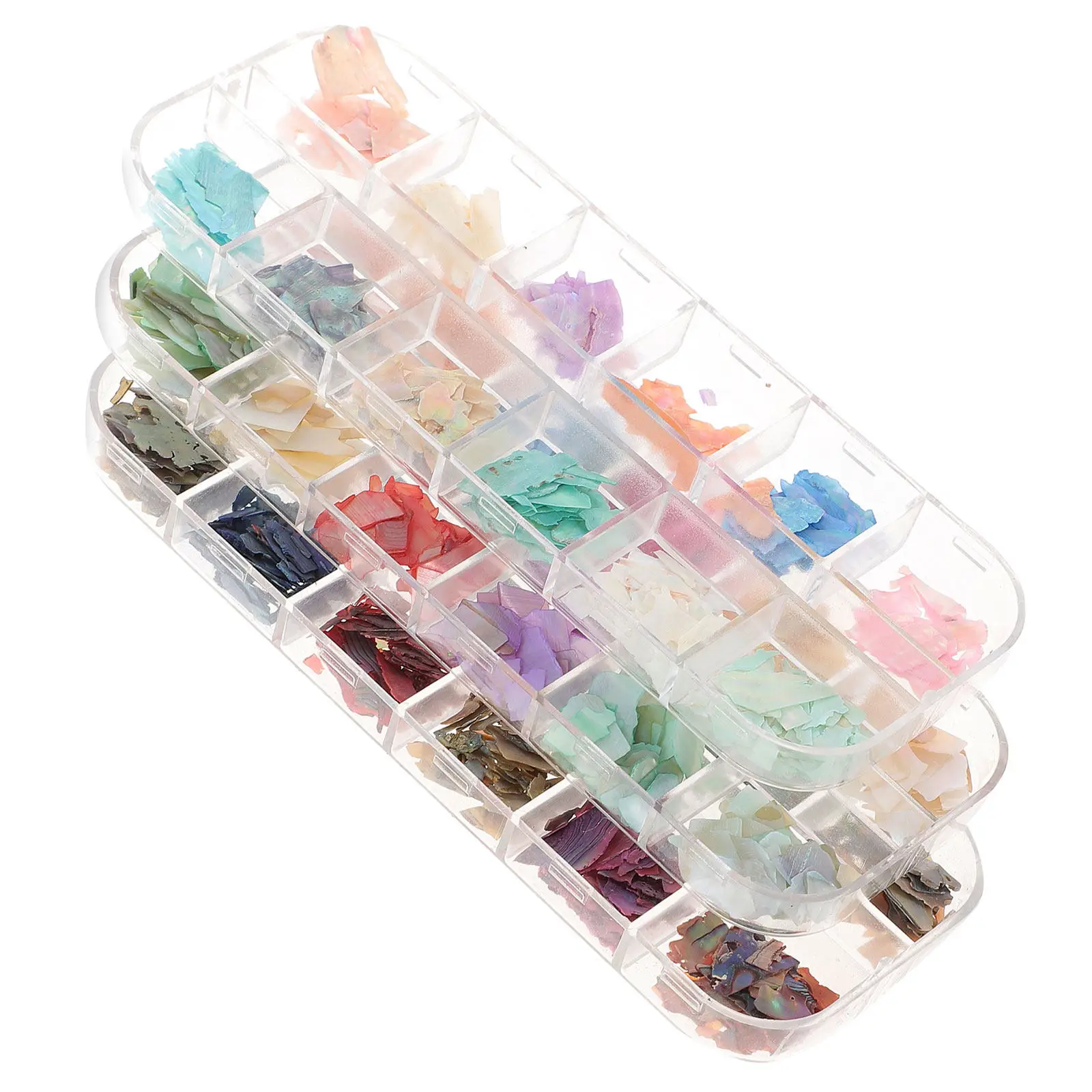 3 Boxes 12 Grid Nail Art Decoration Set Manicure Charm Irregular Glitter Patch Shell Flakes Manicure Accessories for Salon Home