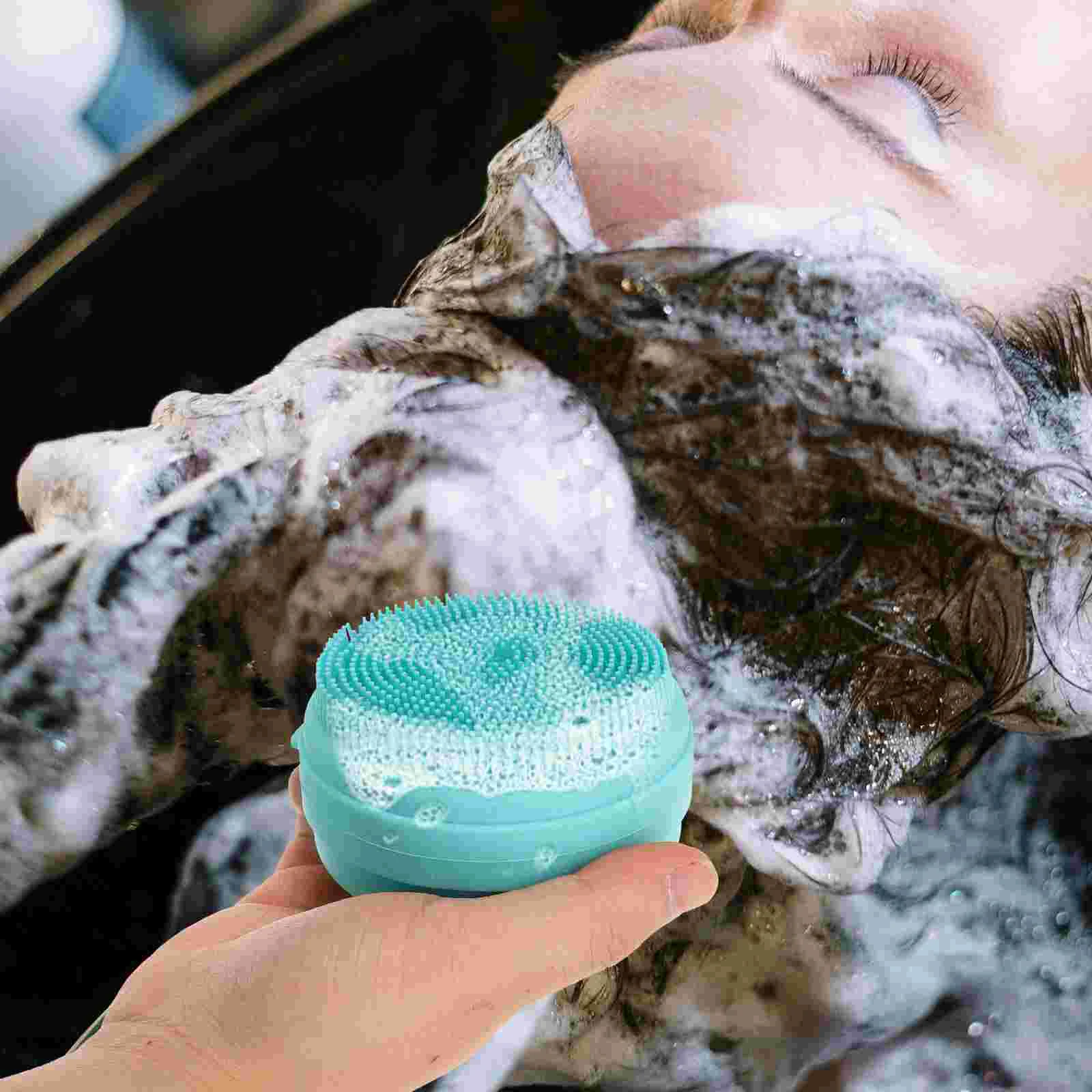 

Silicone Bath Brush Head Scrubber Portable Bathing Cleaning Soap Case Washing Tools Baby Shampoo Hanging Body