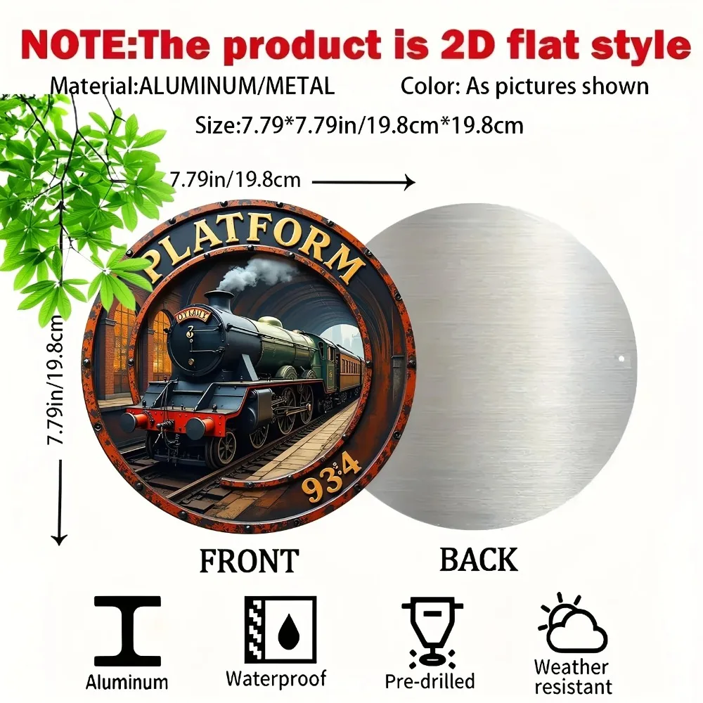 Metal Wall Art 7.8x7.8 Inch Retro Platform 9 3/4 Tin Sign Vintage Home Decor