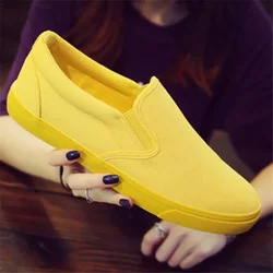 Men and Women Breathable Canvas Casual Shoes Student Loafers Shoes Unisex Fashion Flat Sneaker Orange Yellow Green Footwear