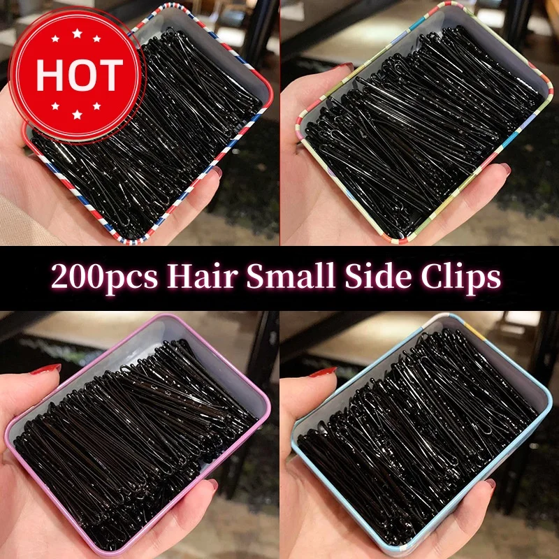 200pcs/box Hair Clip Lady Bobby Pins Invisible Wave Curly Bride Disposable Hairgrip Barrette Black Hairpins for Women Hair Clips