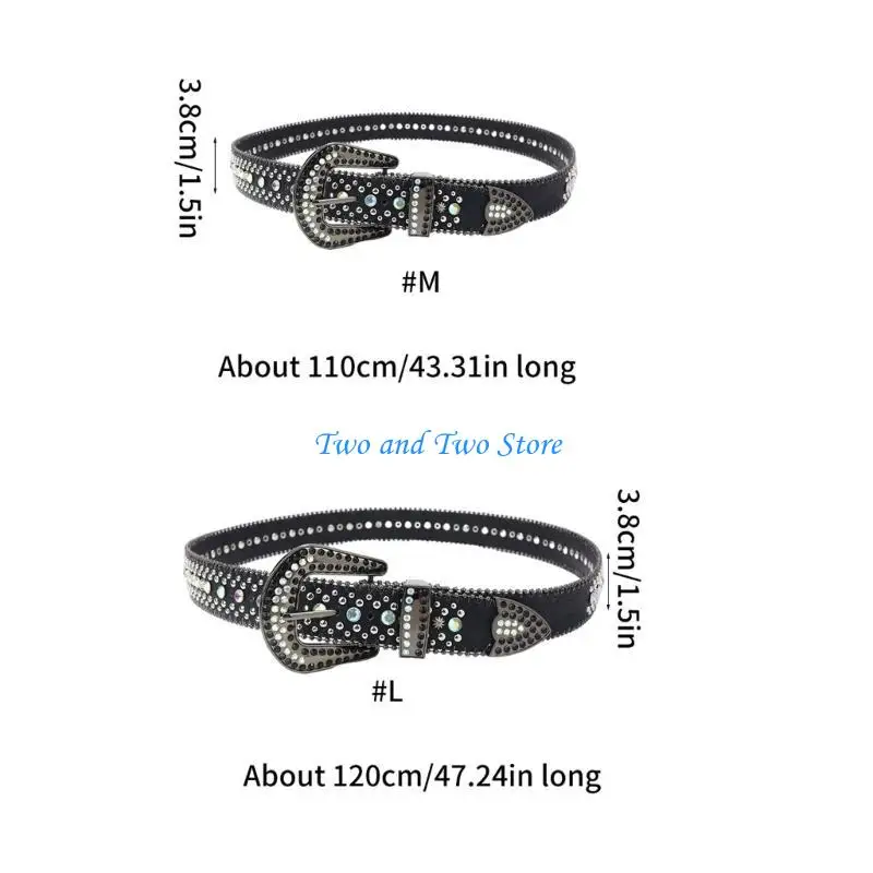 HX6F الكبار حزام خصر لامع فاخر دبوس مشبك حزام خصر قابل للتعديل طول Y2K حجر الراين حزام خصر لملهى ليلي #6