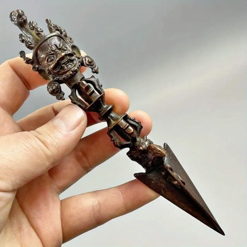 Vintage Hand Vajra Dorje Tibetan Buddhism Devil-Repelling Artifact Ritual Magical Horse Head Pendant Necklace Jewelry Decoration