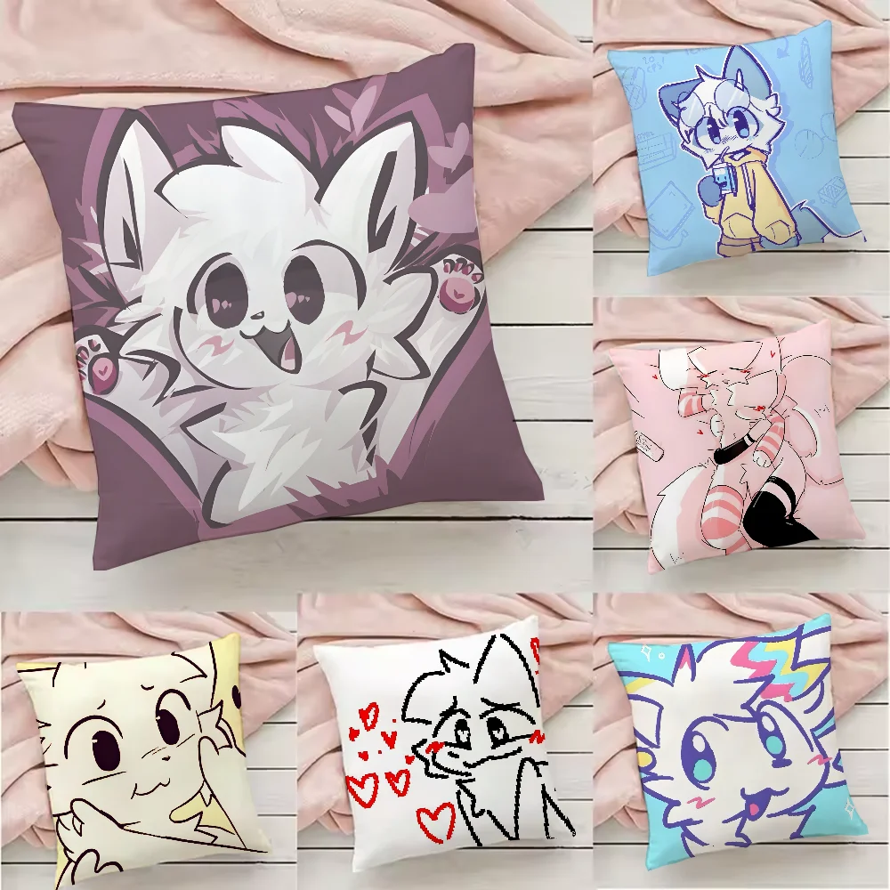 Boykisser Silly Cat Cute Pillow Case Pillowcase Anti-dustmite Pillow Invisible zipper silky short plush Sofa cushion cover
