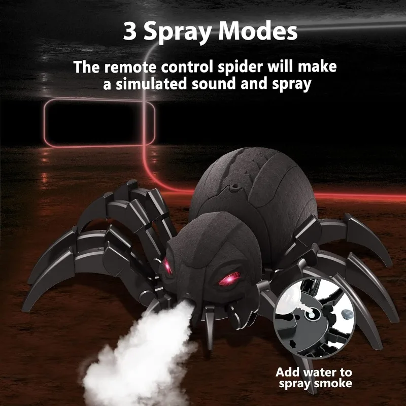 RC Spider Robot Remote Control Spider Toys with Spray/Light/Music Gifts for 6 -12 Year Old Boys Halloween Easter Toys for Kids