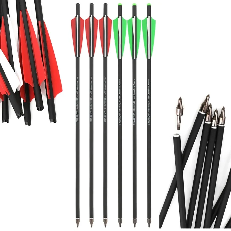 

6/12pcs 16/17/18/20/22inch Mix Carbon Arrows ID7.6mm with 4inch Shield Shape Rubber Feather Archery Hunting Shooting Accessories