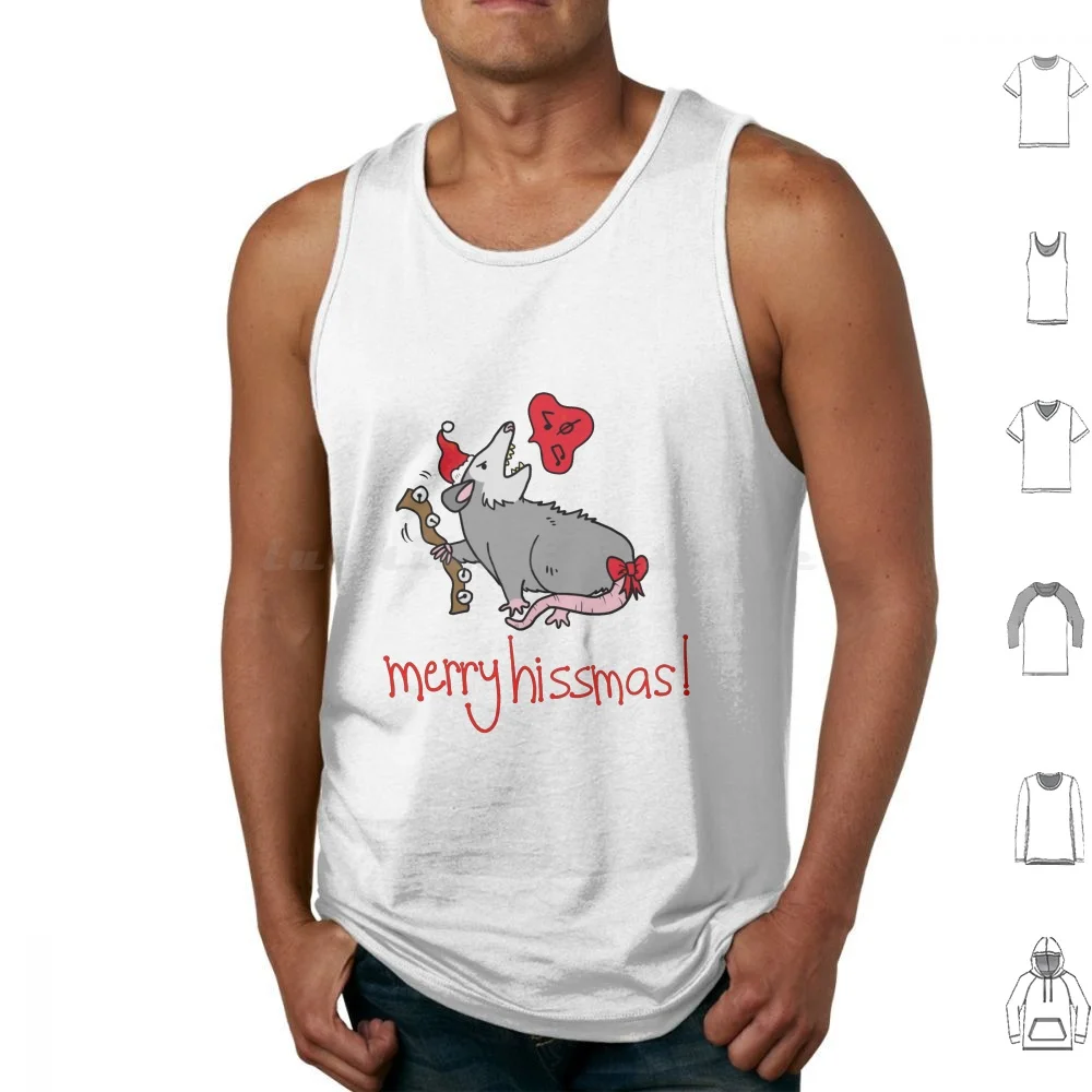 Merry Hissmas! Christmas Opossum Holiday Greeting Card Design Tank Tops Print Cotton Christmas Merry Christmas Xmas