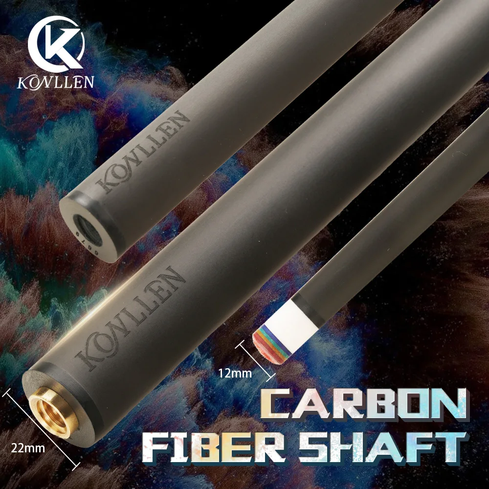 KONLLEN new Billiard Carbon Fiber 3 Cushion Carom/Libre Cue Stick Shaft Uni-loc /Radial 3/8*8 Pin Joint Single Shaft for PERI