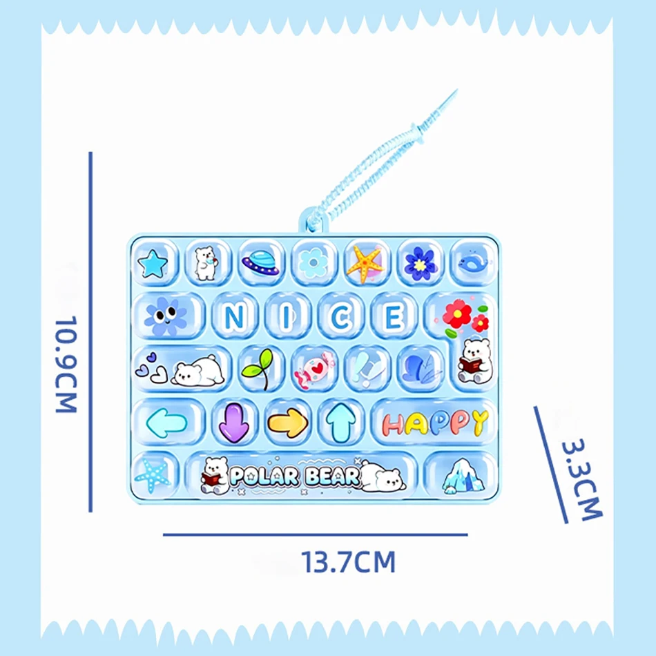 Novelty 26 Silicone Animal Diary Fidget Keyboard Keychain Stress Relief Bubble Popping Toy Backpack Hanging Ornament Pendant view 6