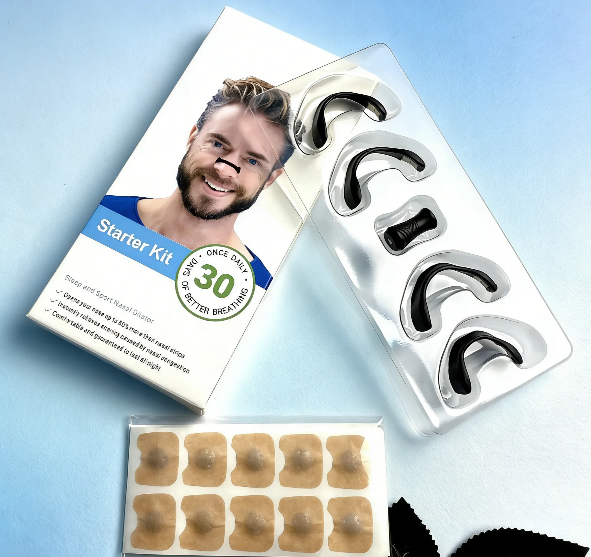 

30 Pairs Magnetic Anti-Snoring Nasal Clips | Skin-Safe Black Nose Strips for Sport & Sleep Breathing Aid