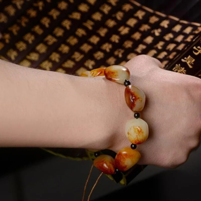 سوار اليشم الأبيض الطبيعي الجديد، سوار مادة البذور الذكور والإناث #4