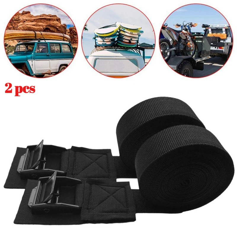 2PCS Heavy Duty Ratchet Tie Down Straps, 300cm×2.5cm Black Cargo Lashing Belts with Metal Buckle for Luggage & Goods.