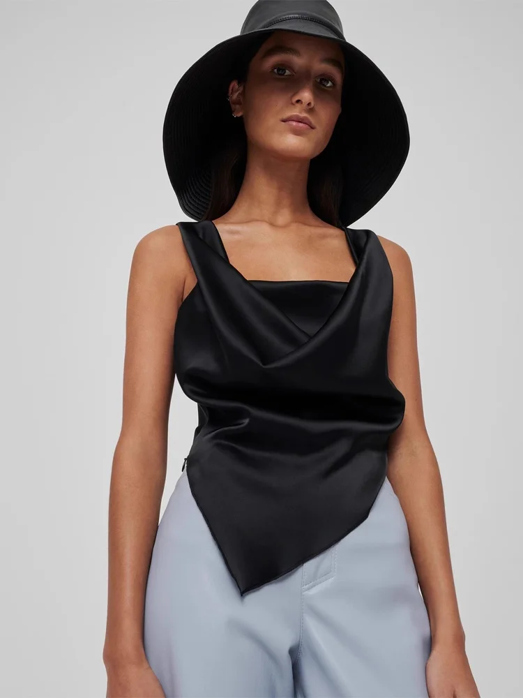 

Nanushka Women's Silk Asymmetric Pure Color Vest Summer 2026 Commute Style Slim Fit Regular Length Single Piece