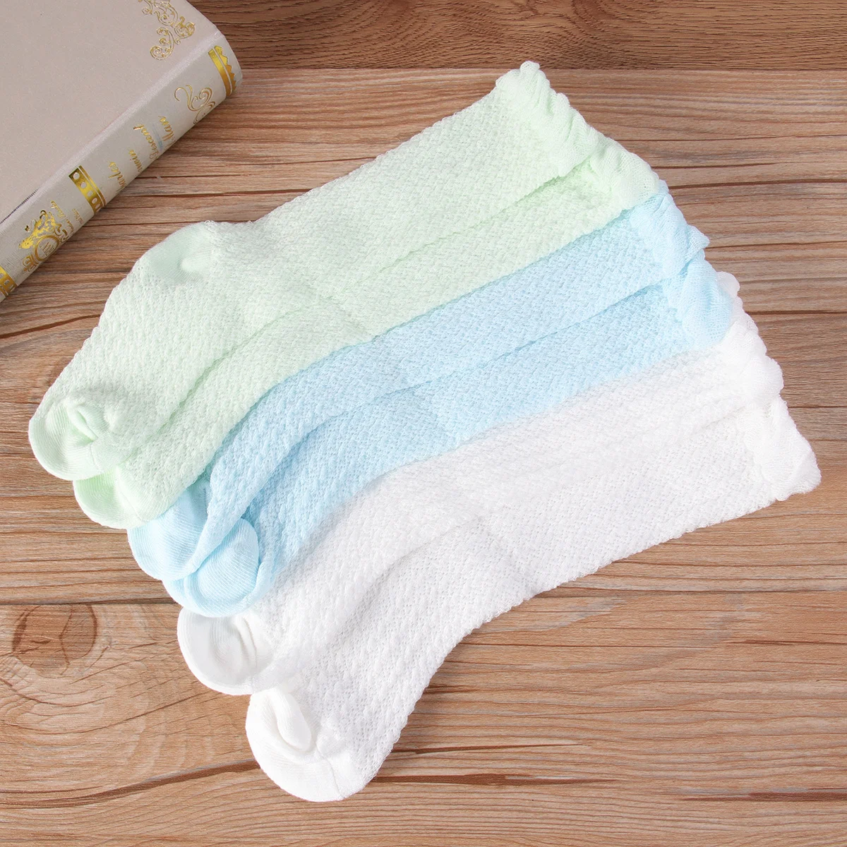 

3Pairs Baby Long Summer Socks Mosquito Net Breathable Cotton Soft Durable Anti-Slip for Boys 0-1 Year Assorted Colors