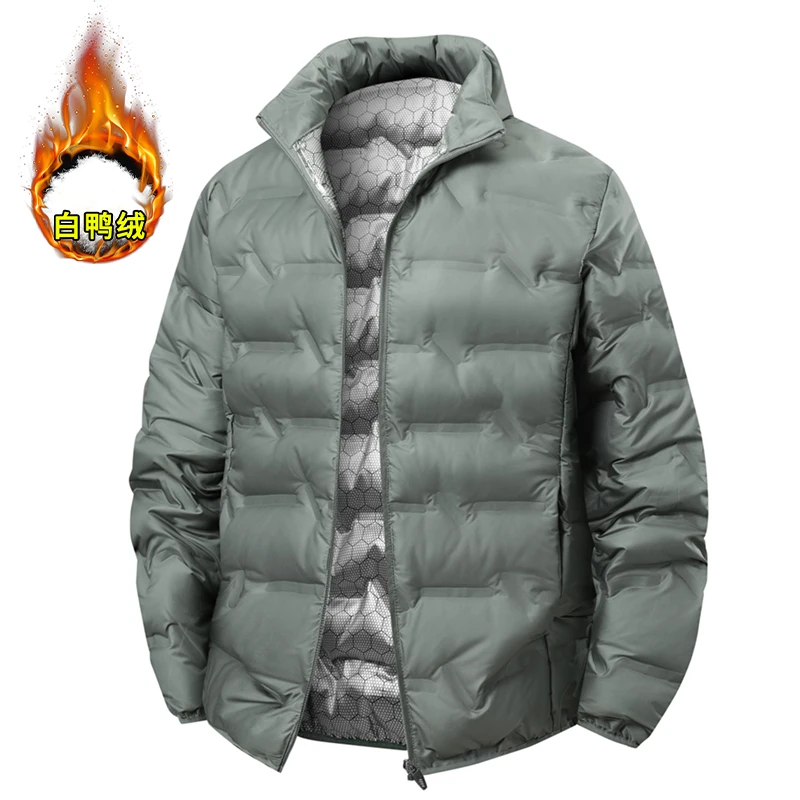 Solid-color middle-aged down jacket for winter warmth, padded lapel cardigan, thick and versatile down jacket