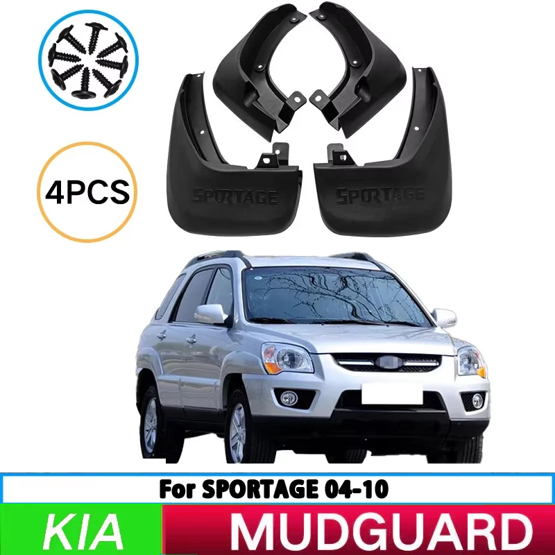For Kia 2004-2010 Sportage Car Tire Fender Splash Guard Front and Rear Wheel Fender Auto Parts 4pcs