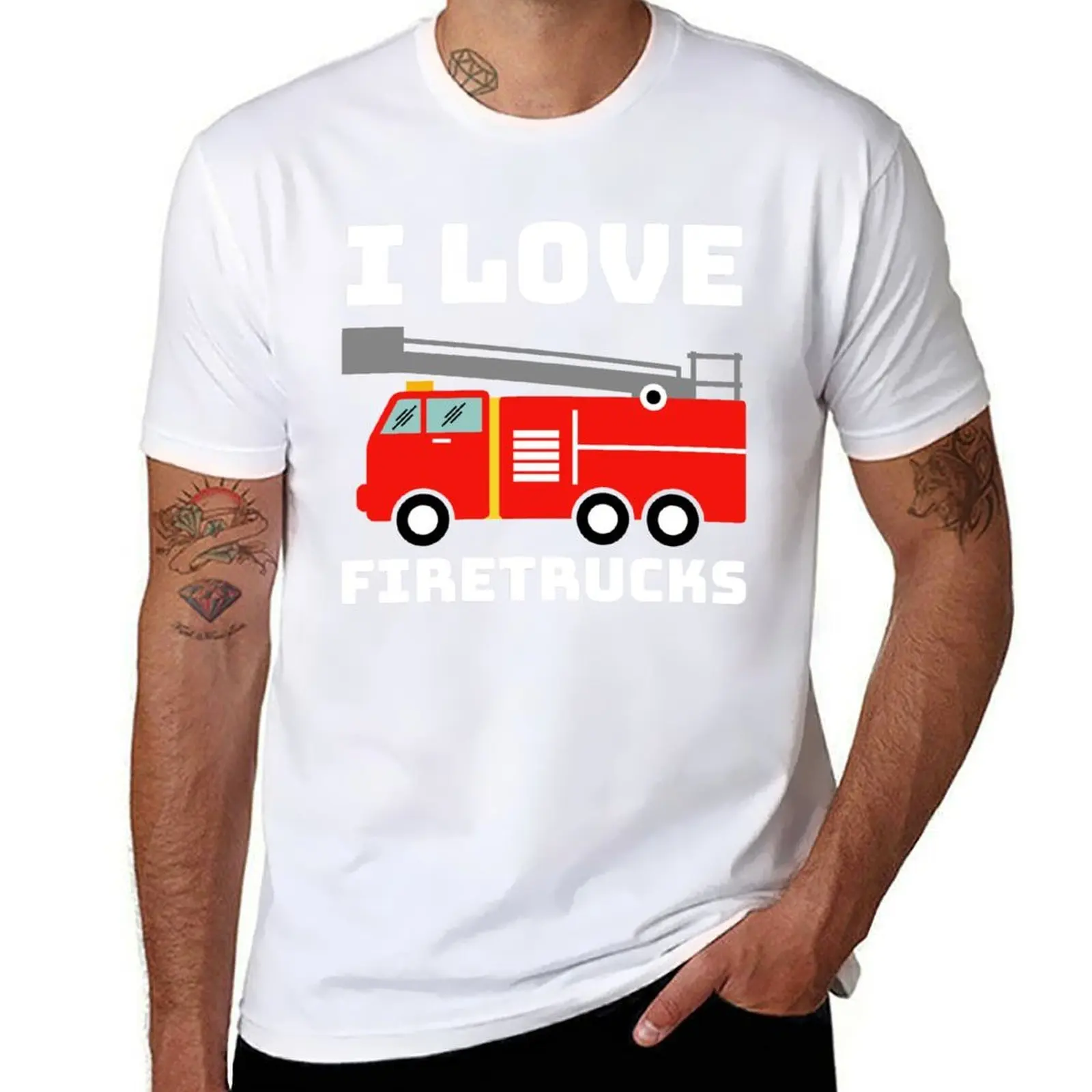 

I Love Fire Trucks T-Shirt man t shirt cotton high quality funny t shirts cotton T-Shirt