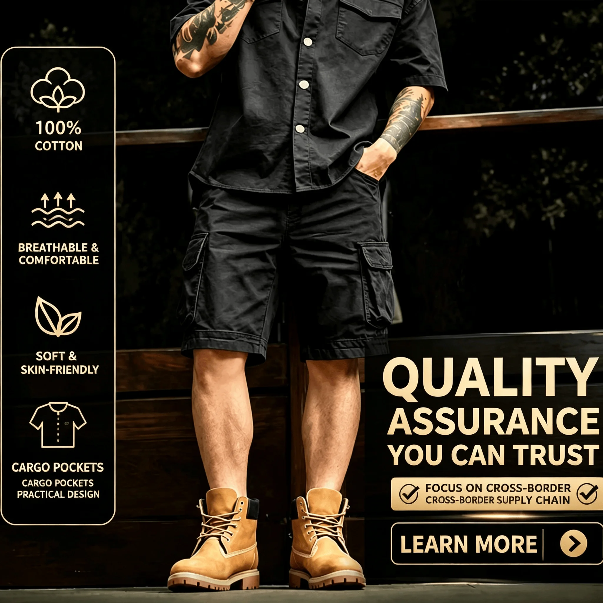 Men Summer New Multi Pockets Cotton Cargo Shorts Men Fashion Solid Quick Dry Joggers Shorts Pants Outdoor Breathable Shorts Male