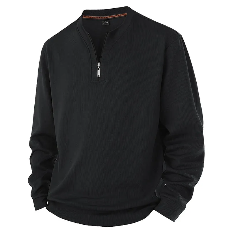 حجم كبير 7XL 8XL الرجال طويلة الأكمام تي شيرت نصف البريدي البلوز نمط جديد لربيع الخريف عادية الخامس الرقبة هوديس ملابس للرجال