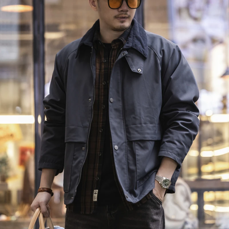 A new vintage jacket for men's work wear in autumn and winter, a fashionable multi-pocket top