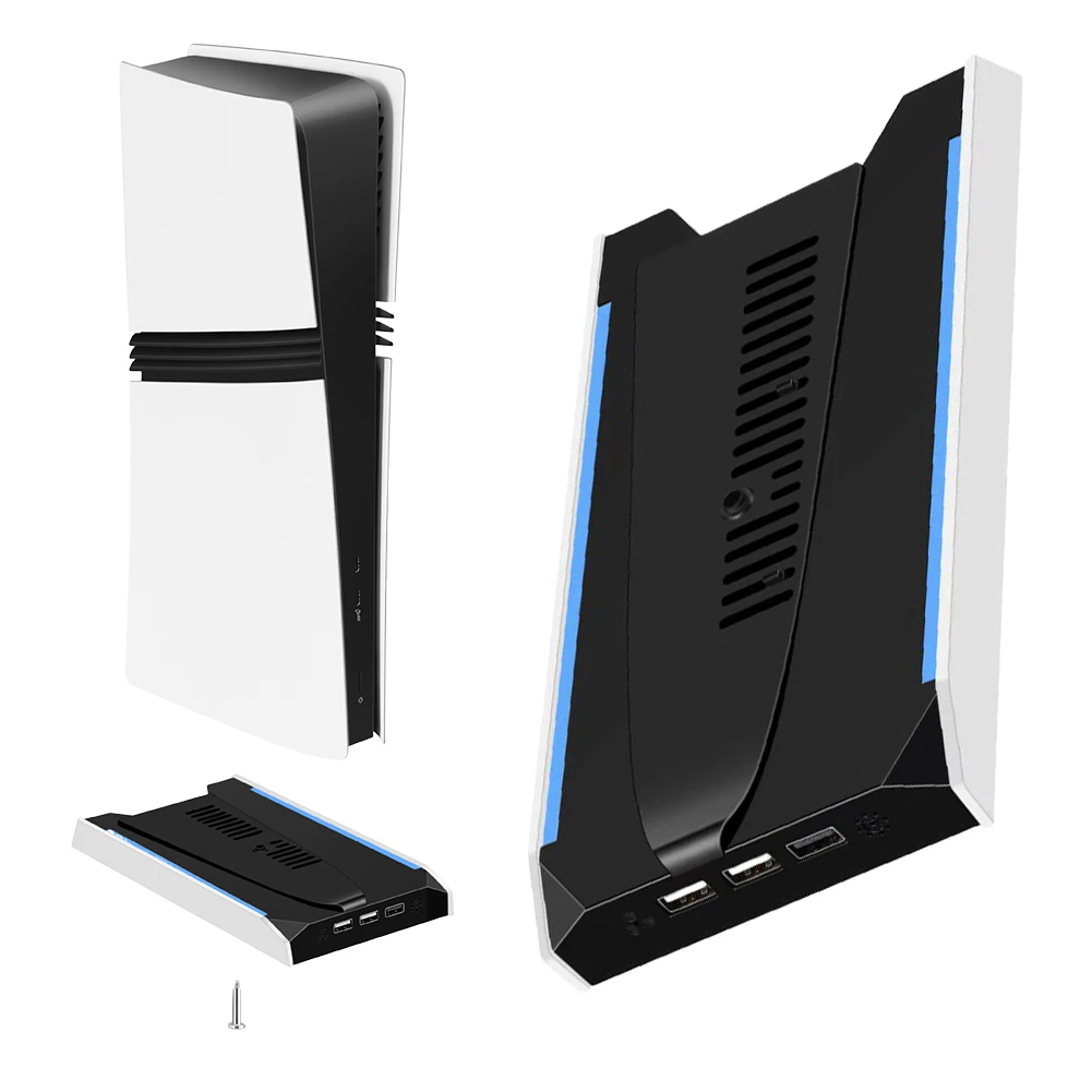 

For PS 5 Slim/PS 5 Pro RGB Game Console Base Bracket with 3 USB 2.0 Ports Vertical Holder Vertical Station Base Game Accessories