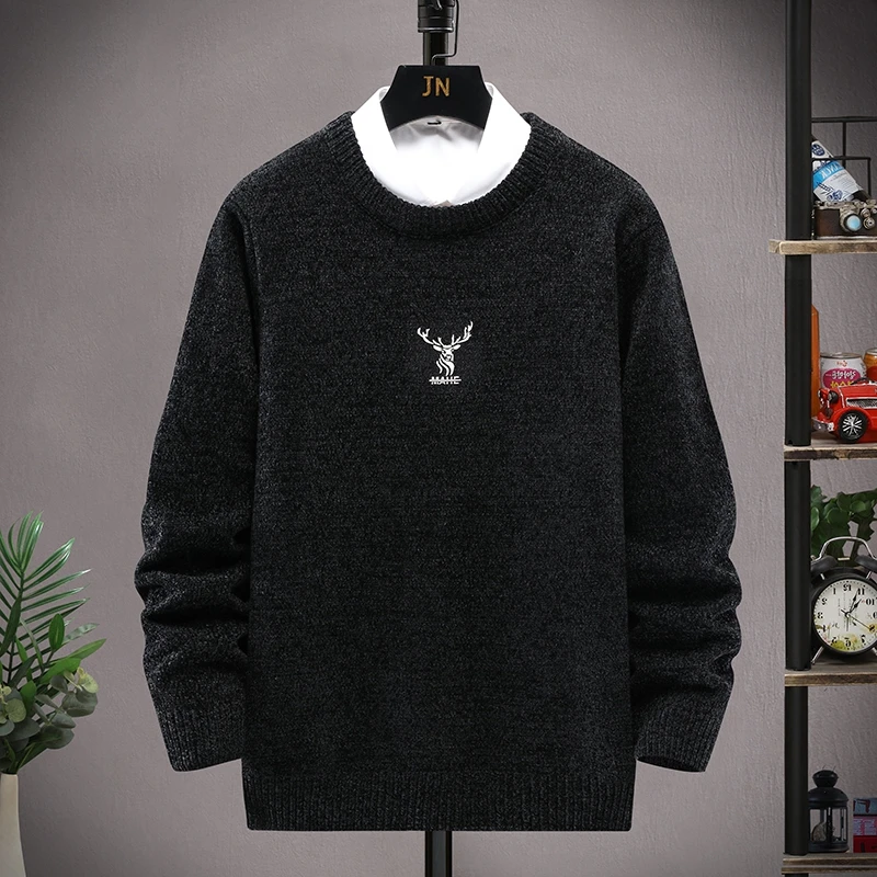 Autumn and Winter New Men's Classic Fashion All-Match Sweater Men's Plus Velvet Thick Warm Large Size High-Quality Sweater