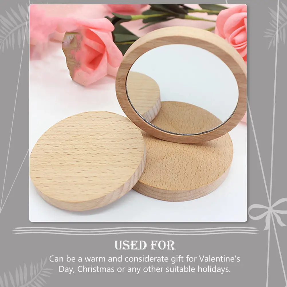 

Набор из 4 портативных круглых зеркал из березового дерева для макияжа, компактное карманное зеркало для путешествий, маленький инструмент для макияжа, подарок для женщин и девушек