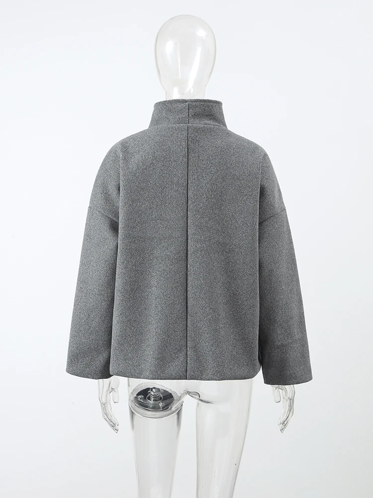 Vielseitiger klassischer Kurzmantel mit dicker Schnalle, warme Mäntel, Herbst-Oberbekleidung, trendige Vintage-modische Damenbekleidung – Detail 5