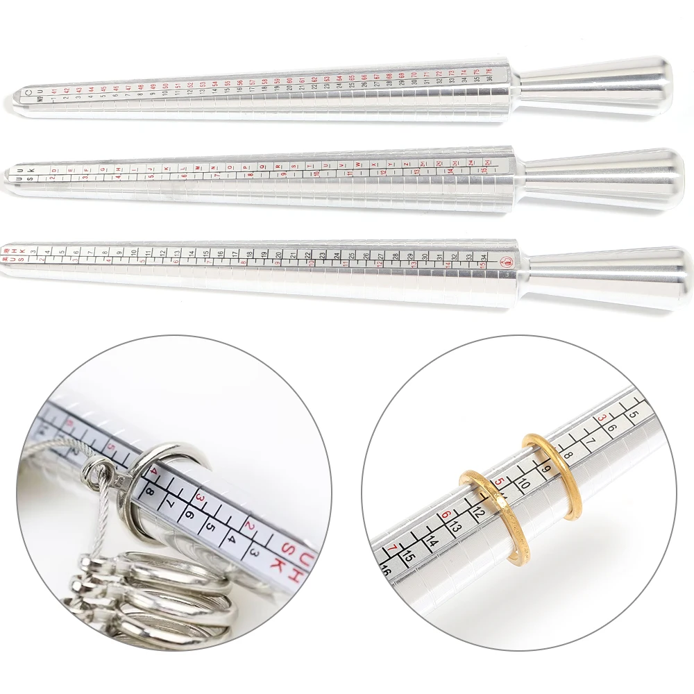 1pc/lot Aluminum Ring Sizer Mandrel Stick Multi Size US UK HK Ring Measuring Tool for Rings Jewelry Making