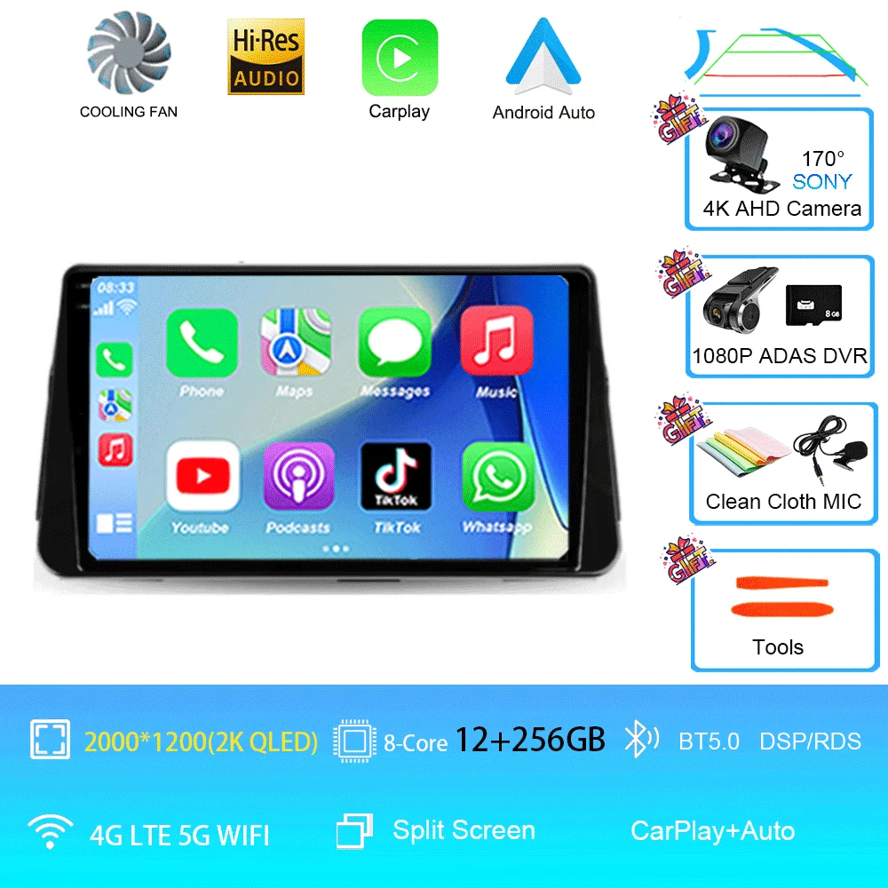 Android 16 Carplay Auto voor Nissan MICRA Kicks P15 2017 2018 2019 2020 2021 autoradio multimediaspeler navigatie stereo