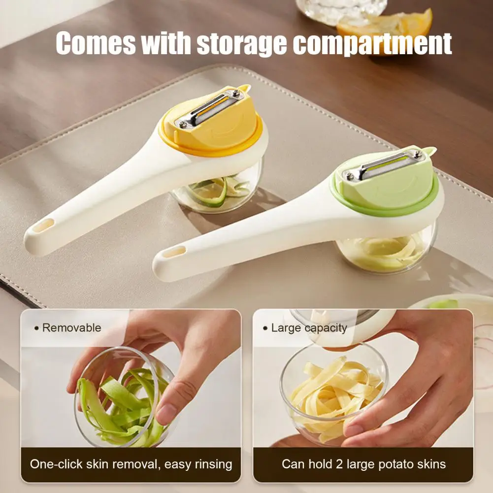 Non-slip Handle Kitchen Tool Vegetable Peeler with Storage Box Shark Serrated Stainless Steel Swivel for Fruits for Produce