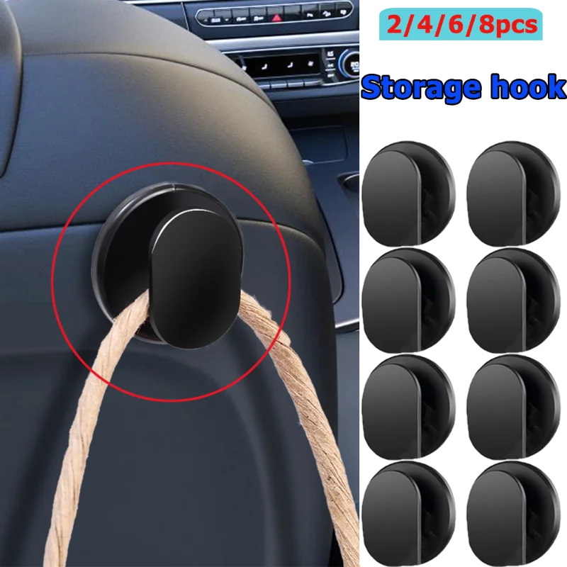 2/4/6/8pcs Car Hidden Circular Multifunctional Car Mini Storage Hooks Keychain Clip Auto Fastener Interior Accessories Universal