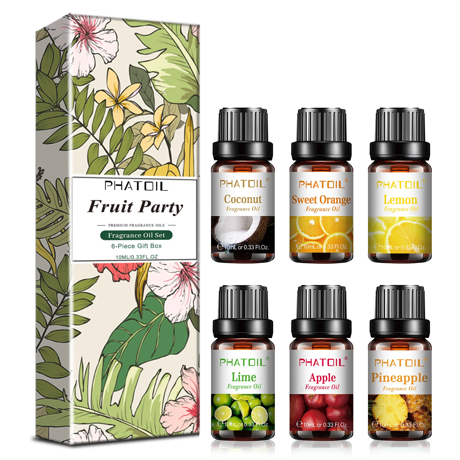 Fragrance Oil Set - PHATOIL 6-delige fruitgeur-olieset voor diffuser -