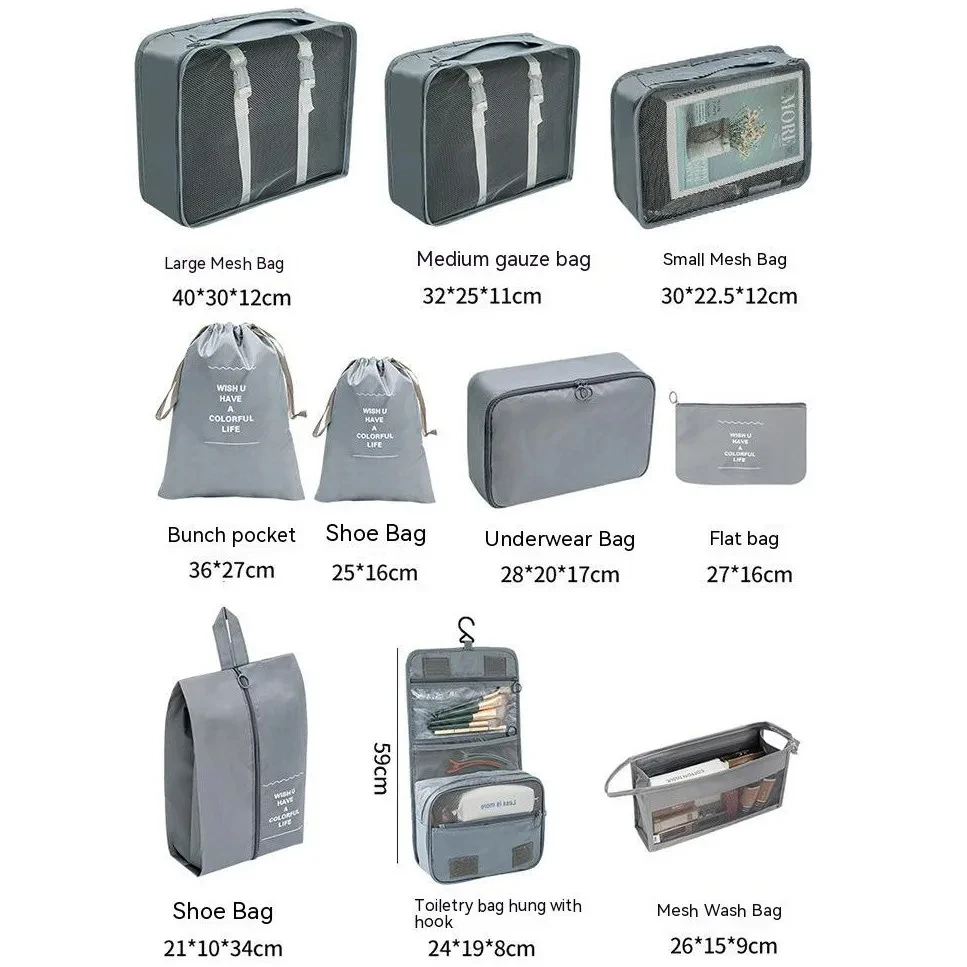 7/10 Pcs Set Travel Organizer Storage Bags Suitcase Packing Cubes Set Cases Portable Luggage Clothes Shoe Tidy Pouch Folding