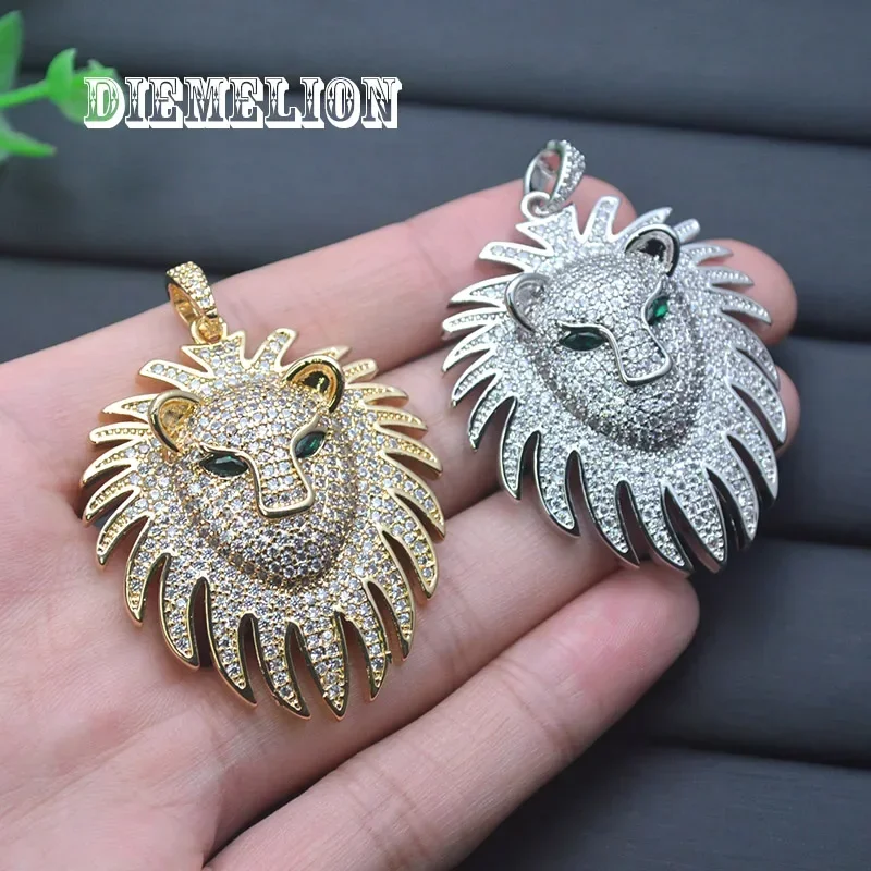 1pc Full Shiny Cubic Zircon Leopard Head Pendant for Women Men Luxury Designer Jewelry Gifts 38*47mm Big Animal Pendants