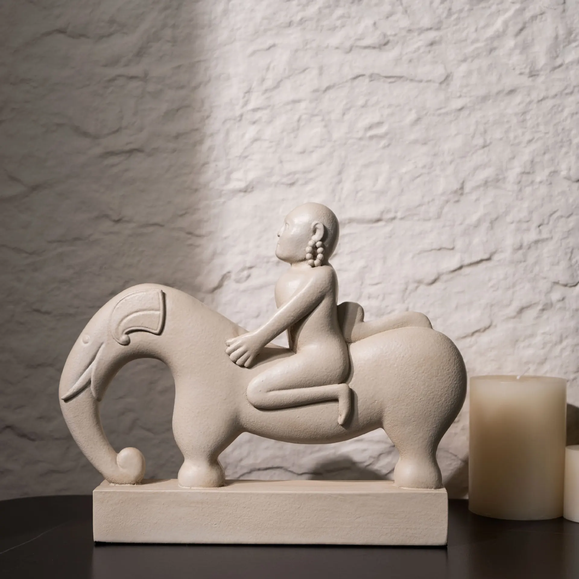 New Modern Italian Luxury Wabi Sabi Monk Riding Lucky Elephant Statue Resin Model Room Coffee Table Desktop Decor