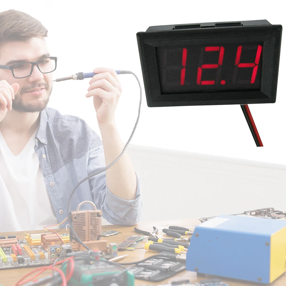 DC4.5V-30V Voltage Meter LED Display 0.56 Inch Voltage Panel Meter 2 Wires Voltage Gauge for 6V 12V Electromobile Motorcycle Car