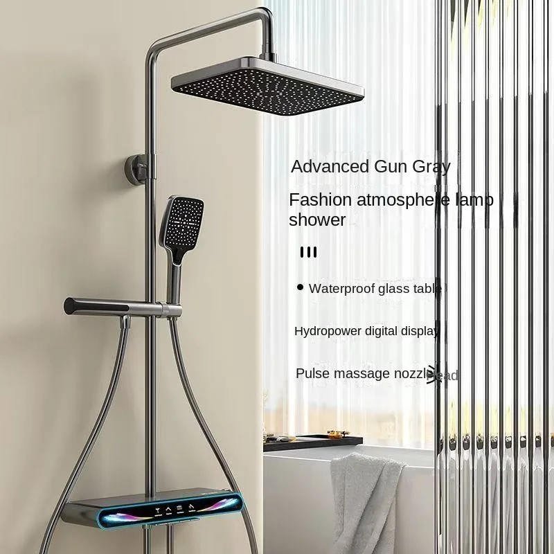 Smart Digital Display Shower Set Bathroom Rainfall Showers System Set Shower Faucet Full Set Booster Bath Winter Selection