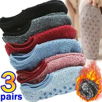 1/3Pairs Thickened Plush Socks Women Winter Warm Coral Fleece Sox Sleeping Slippers Silicone Non-slipInvisible Short Boat Socks