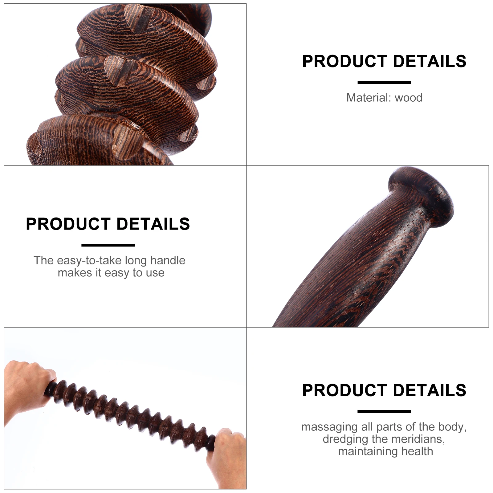 

Wooden Massage Roller Stick Body Massager Muscle Relaxer Back Neck Legs Non-Slip Handle Yoga Warm-Up Tool For Athletes Dancers