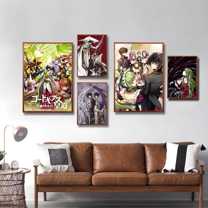 Code Geass Lelouch of The Rebellion Anime Poster Self-adhesive Art Waterproof Paper Sticker Coffee House Bar Room Wall Decor