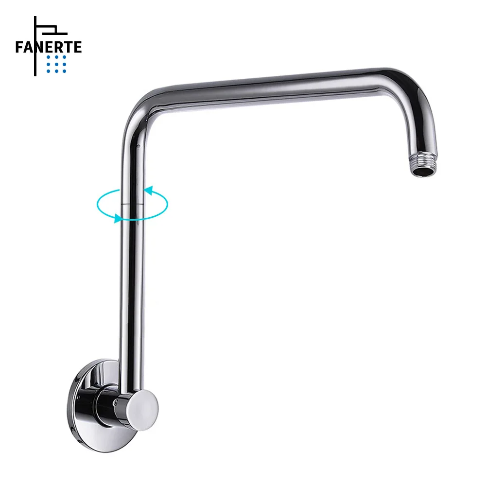 Rotatable S-shaped Extension Arm with Flange for High-rise Shower Pipe Shower Heads
