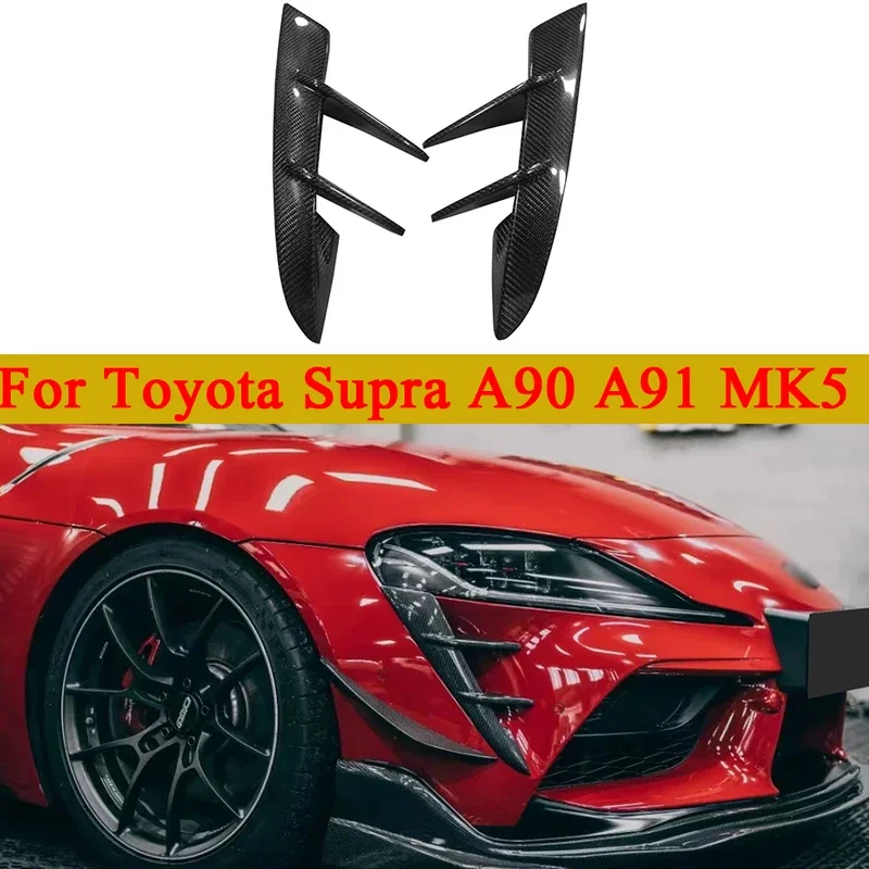 

For Toyota Supra A90 A91 MK5 Carbon Fiber Car Front Bumper Wind knife Splitter Spoiler Canard Air Knife Surround Trim