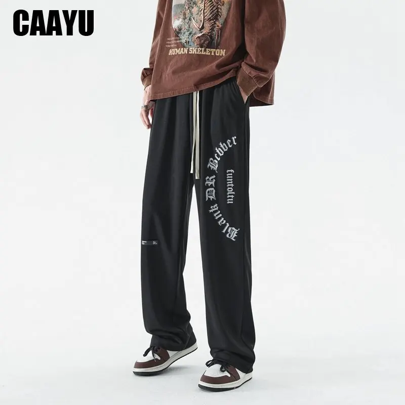 

CAAYU Spring Autumn Sweatpants Men Straight Wide Leg SweatPants Women Pants Casual Harajuku Loose Baggy Black Pants Joggers Mens