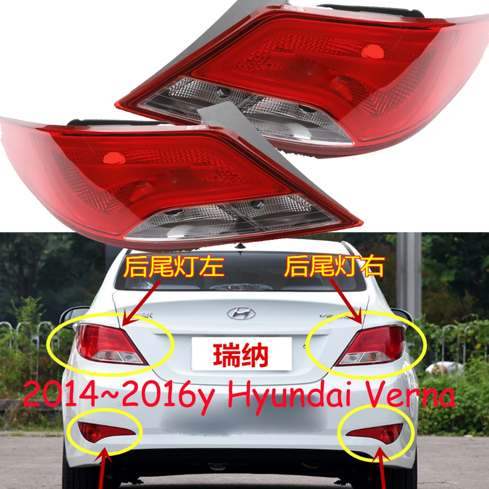 

1pcs car accessories bumper solaris tail light for Hyundai Verna taillight Taillamp 2014~2016y for Hyundai verna fog lamp