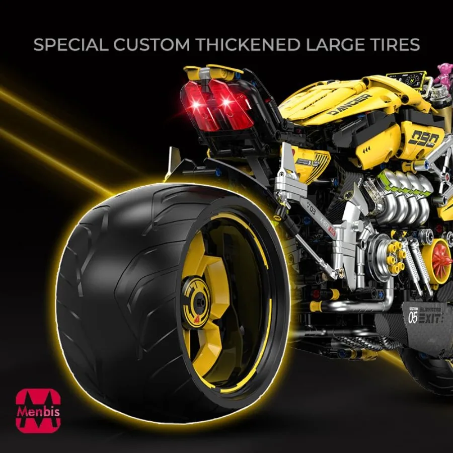 Narwhals 2500Piece Cyberpunk Style Motorcycle Building Block Kit 1:5 Scale MOC Racing Bike Building Set for Adults and Teen 16+