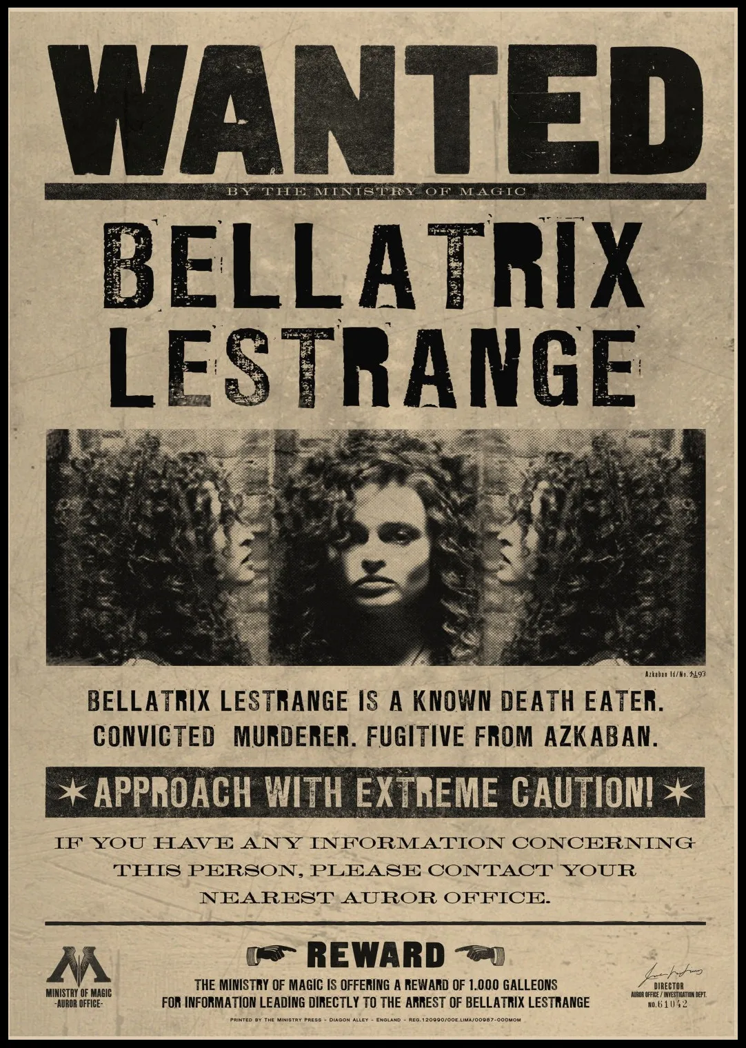 Wanted Bellatrix Lestrange Vintage Retro Kraft Poster Decorative Paintings