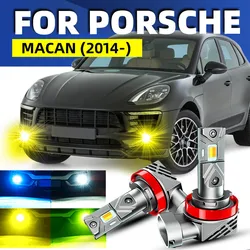 2pcs Car LED Front Fog Lights Bulbs Dual Colors Switchback White Yellow For Porsche MACAN 95B 2014 2015 2016 2018 2020 2021
