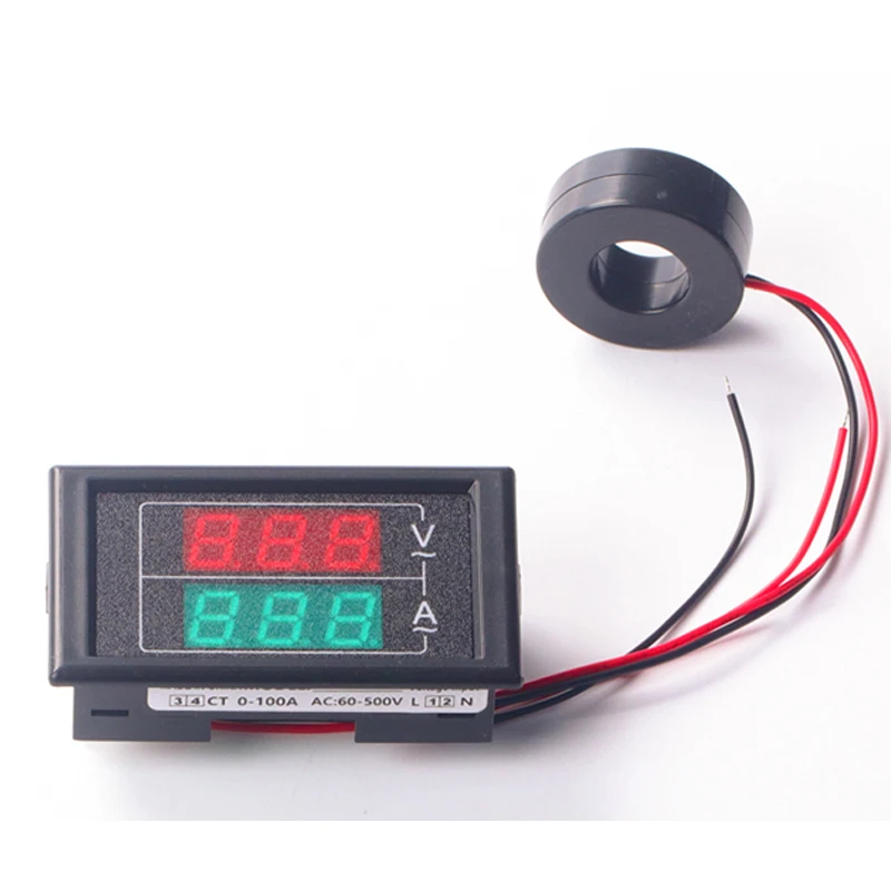 AC50-500V 220V Dual Display Voltage Current Meter Detector Meter Amperimetro LED Voltmeter Ammeter Electrical Instrument