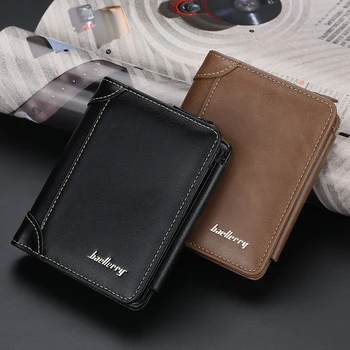 New PU Leather Men Wallets High Quality Zipper Short Desigh Card Holder Male Purse Vintage Coin Holder Men Wallets 6